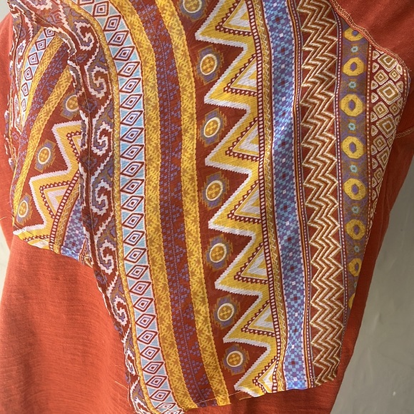 Umgee Scoop Neck Boho Top Orange Small - Picture 6 of 8